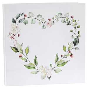Gastenboek/receptieboek Bloemen - Bruiloft - wit/groen - 24 x 24 cm