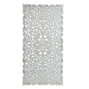 PTMD Livvy White antique MDF carved wall panel rectangl