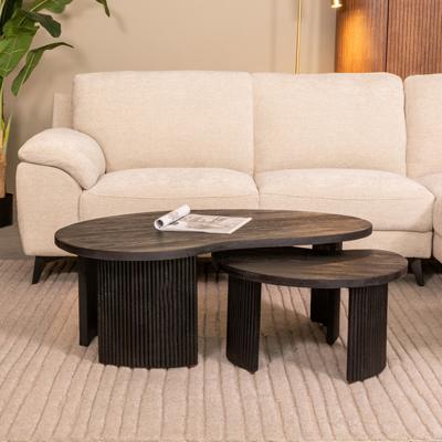LABEL51 Organische Salontafel 'Timon' Mangohout, Set van 2 stuks, kleur Zwart