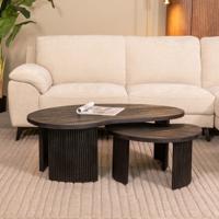 LABEL51 Organische Salontafel 'Timon' Mangohout, Set van 2 stuks, kleur Zwart
