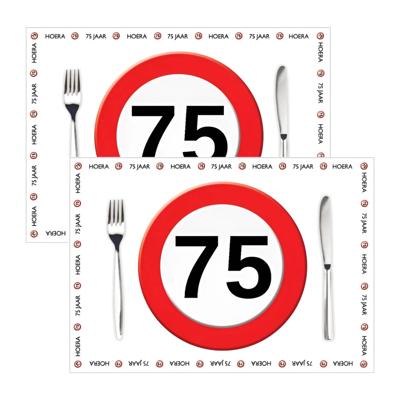 Placemat 75 jaar - 20x stuks - 42 x 30 cm - 90g - papier - verjaardag - jubileum