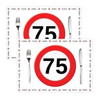 Placemat 75 jaar - 20x stuks - 42 x 30 cm - 90g - papier - verjaardag - jubileum