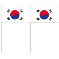 Zuid Korea zwaaivlaggetjes/handvlaggen - 10x - 12 x 24 cm - papier - stokje van 40 cm