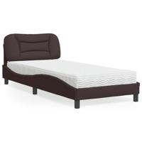 Bed met matras "Hvar" stof donkerbruin 80x200 cm