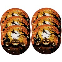 Halloween/horror pompoen bordjes - 24x - zwart - papier - D23 cm