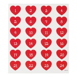 Creativ Company Stickers hart met cijfer, 1 vel