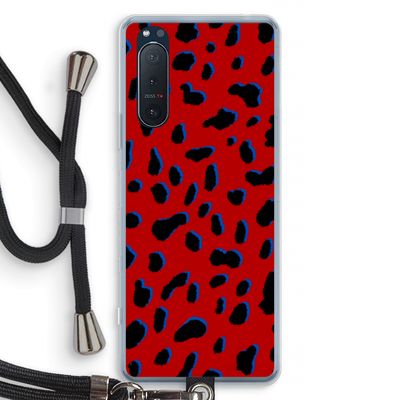 Red Leopard: Sony Xperia 5 II Transparant Hoesje met koord