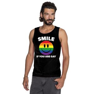 Regenboog emoticon Smile if you are gay mouwloos shirt/ tanktop zwart heren 2XL  -