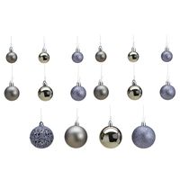 50x stuks kunststof kerstballen grijs 3, 4 en 6 cm   -