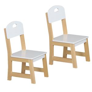 Stoeltje voor kinderen - 2x - hout - wit - bijzet stoel - 28 x 28 x 57 cm - peuter stoelen/kindersto