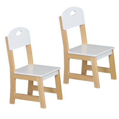 Stoeltje voor kinderen - 2x - hout - wit - bijzet stoel - 28 x 28 x 57 cm - peuter stoelen/kindersto