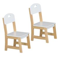 Stoeltje voor kinderen - 2x - hout - wit - bijzet stoel - 28 x 28 x 57 cm - peuter stoelen/kindersto