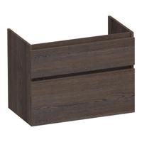 Brauer Delight - Onderkast - 80 cm - met 2 Softclose Lades Greeploos en 1 Sifon Uitsparing - Lamellen Eiken Zwart