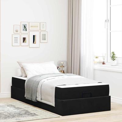 Bedframe met matras met opslag Zwart 100 x 200 cm Fluweel