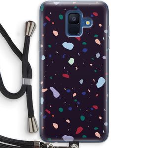 Dark Rounded Terrazzo: Samsung Galaxy A6 (2018) Transparant Hoesje met koord