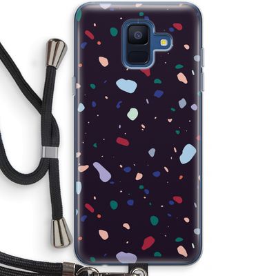 Dark Rounded Terrazzo: Samsung Galaxy A6 (2018) Transparant Hoesje met koord