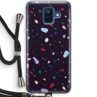 Dark Rounded Terrazzo: Samsung Galaxy A6 (2018) Transparant Hoesje met koord
