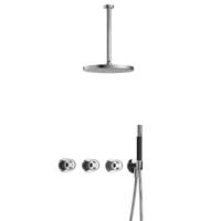 Hotbath Cobber - CW7067 - Inbouw Regendoucheset - Chroom - 2 Stopkranen - Thermostatisch - Plafondbuis 30 cm - Hoofddouche 300 mm - Ronde Handdouche - met M106 - Waterbesparend