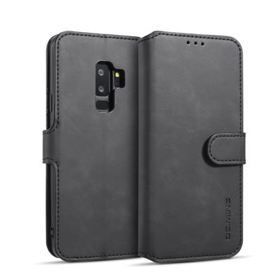 Dg. MING retro olie kant horizontale flip case met houder & kaartsleuven & portemonnee voor Galaxy S9 PLUS (zwart)