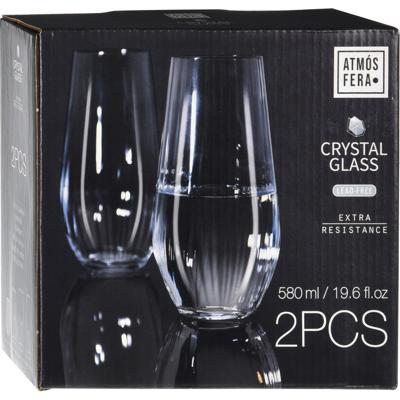 Atmos Fera Longdrink glazen - 8x stuks - kristalglas - 580 ml - sap/water glas