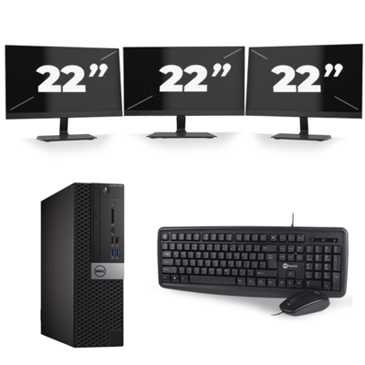 Dell OptiPlex 3070 SFF - Intel Core i5-9e Generatie - 8GB RAM - 256GB SSD - Windows 11 + 3x 22 inch Monitor