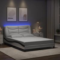 Bedframe met LED zonder matras "Hvar" kunstleer wit en zwart 120x200 cm