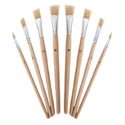 Set van 8x stuks hobby schilder penselen hout/nylon plat