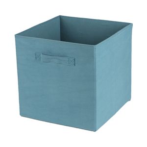 Opbergmand/kastmand Square Box - karton/kunststof - 29 liter - ijsblauw - 31 x 31 x 31 cm