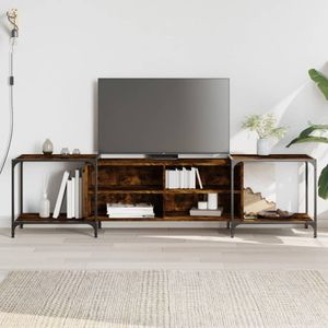 Tv-meubel 203x37x50 cm bewerkt hout gerookt eikenkleurig