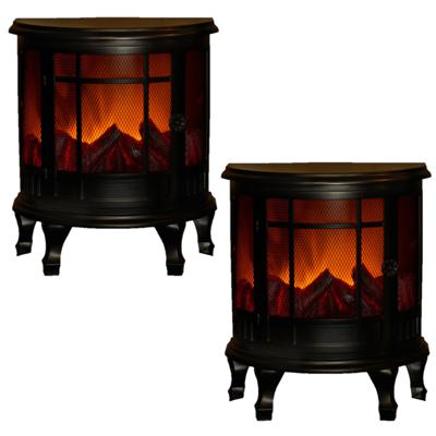 LED sfeerhaard - 2x stuks - zwart - L30 x B16 x H35 cm - open haard - verlichting