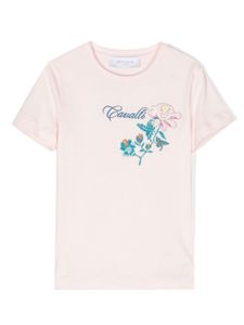 Roberto Cavalli Junior t-shirt en coton à logo brodé - Rose