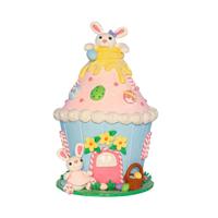 Paasei huisje met paashazen Draaiend met LED-verlichting Anna's Collection - Annas collection