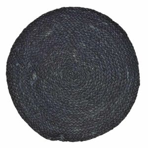 4x Placemats rond zwart rotan 38 cm