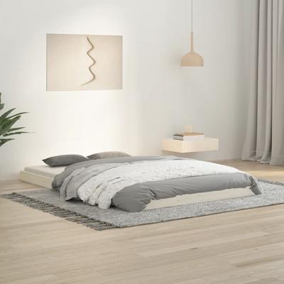 Bedframe massief grenenhout wit 120x190 cm