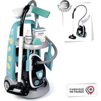 Smoby - Schoonmaakwagen + elektronische stofzuiger met zuiggeluid - 9 Accessoires - Inclusief batterijen - vanaf 3 jaar