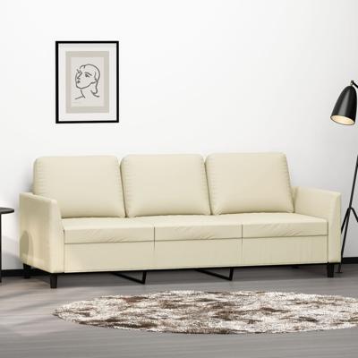 Driezitsbank 180 cm kunstleer crmekleurig