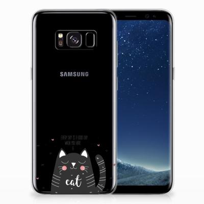 Samsung Galaxy S8 Telefoonhoesje met Naam Cat Good Day Samsung Galaxy S8 Telefoonhoesje met Naam Cat Good Day