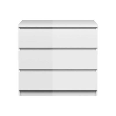 Leen Bakker - Ladekast Naia 3 Lades - Hoogglans - 70,1x76,8x50 Cm - Spaanplaat - Wit - 76.8x70.1x50 Cm