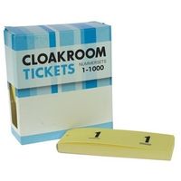 Cloakroom tickets 1-1000 geel