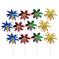 50x stuks gekleurde palmboom folie cocktail prikkers voor bbq/ijscoupe/dessert