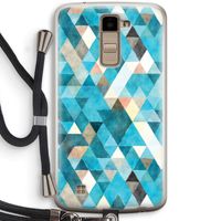 Gekleurde driehoekjes blauw: LG K10 (2016) Transparant Hoesje met koord