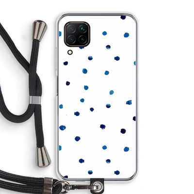 Blauwe stippen: Huawei P40 Lite Transparant Hoesje met koord