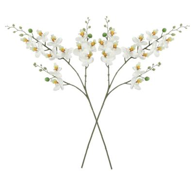 Kunstbloem Orchidee tak - 2x - wit - 75 cm - Kunst zijdebloemen - siertakken