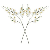 Kunstbloem Orchidee tak - 2x - wit - 75 cm - Kunst zijdebloemen - siertakken