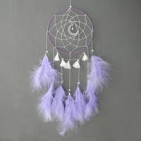 DIY handgemaakte decoratieve droom catcher muur opknoping Borgwald veren ambachten kinderen stuff muur kamer decor (paars)