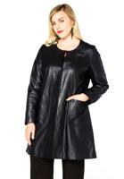 Yoek Leren blazer met zakken | Blauw | Maat 50/52