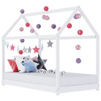 Kinderbedframe massief grenenhout wit 80x160 cm