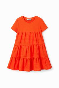 Gecombineerde jurk met broderie anglaise - ORANGE - 7/8