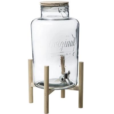 Secret the Gourmet drankdispenser - transparant - 8 liter - glas/kunststof/hout - sapdispenser