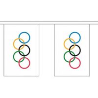 4x Stoffen vlaggenlijn slinger Olympische vlag 3 meter   -